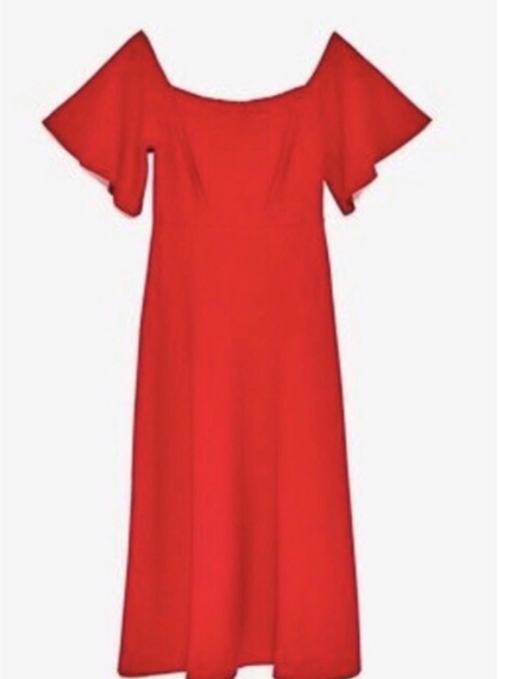 Zara Red Off-Shoulder Flutter Sleeve Dress - Size M